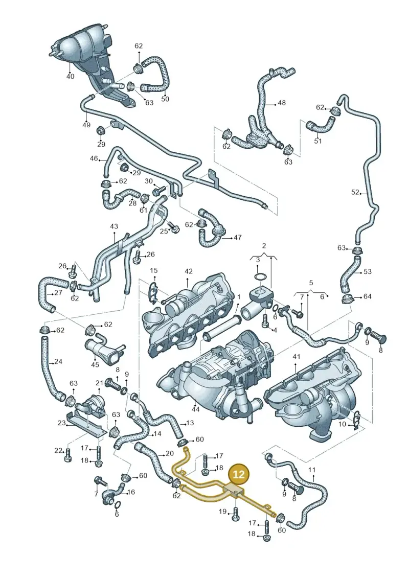 07L121492R — Audi RS6 Avant qu.5.0 (2007-2010) diagram 641121260, position 12