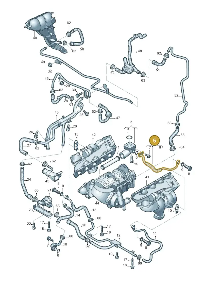 07L121597J — Audi RS6 Avant qu.5.0 (2007-2010) diagram 641121260, position 5