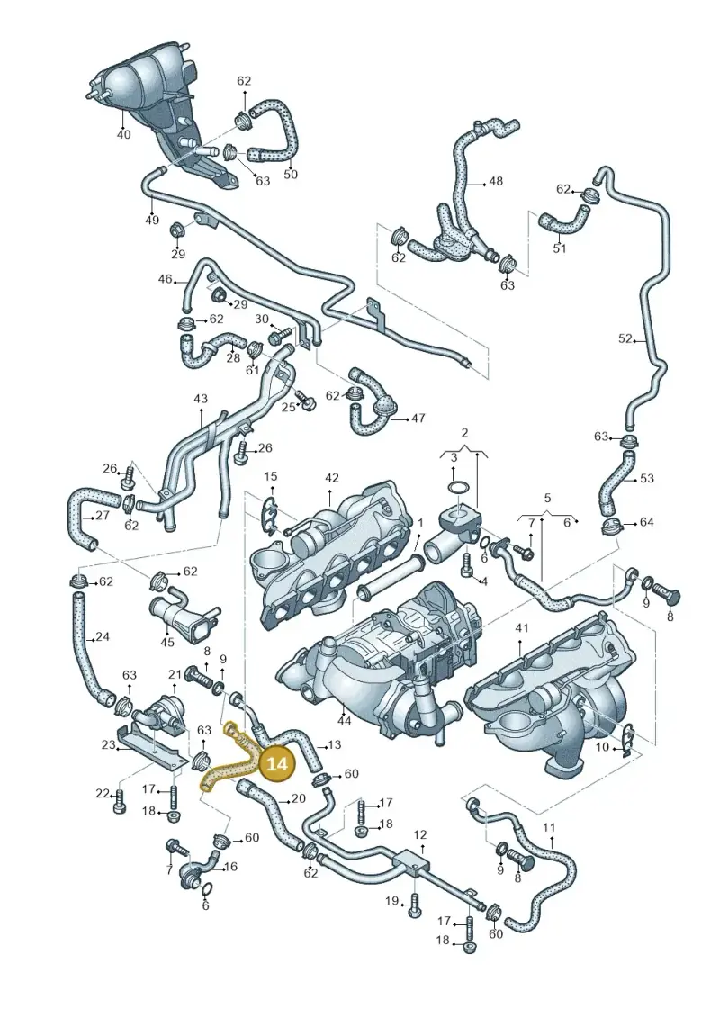 07L121597M — Audi RS6 Avant qu.5.0 (2007-2010) diagram 641121260, position 14