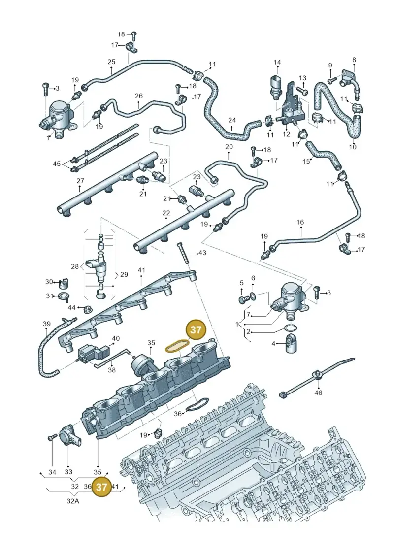07L129717E — Audi R8 qu. 5.2 (2012-2015) diagram 618133250, position 37