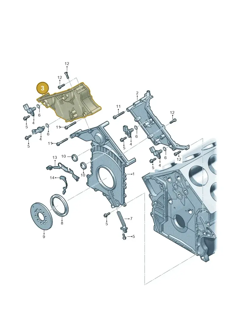 07P109122B — Audi A8L qu. 3.0 TDI (2013-2018) diagram 696109460, position 3
