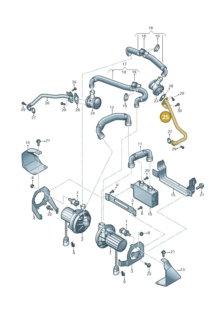 07P131581C — Audi A8L qu. 3.0 TDI (2013-2018) diagram 696131350, position 25