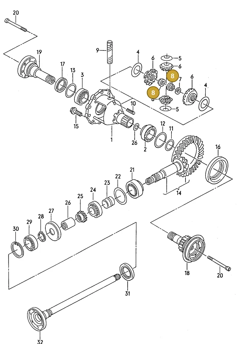 087409373 — Audi 80 Av.Rs2 qu. (1994-1995) diagram 123525350, position 8