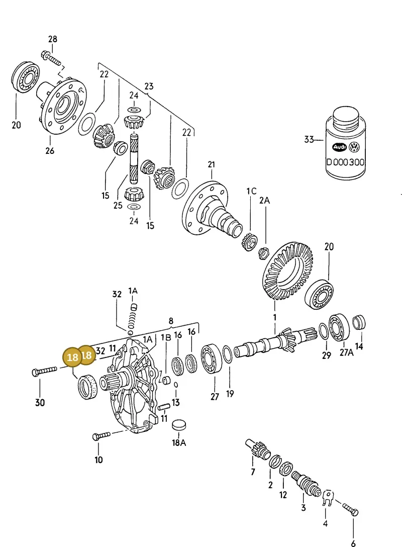 089409637A — Audi 80/90 (1989-1991) diagram 071052100, position 18