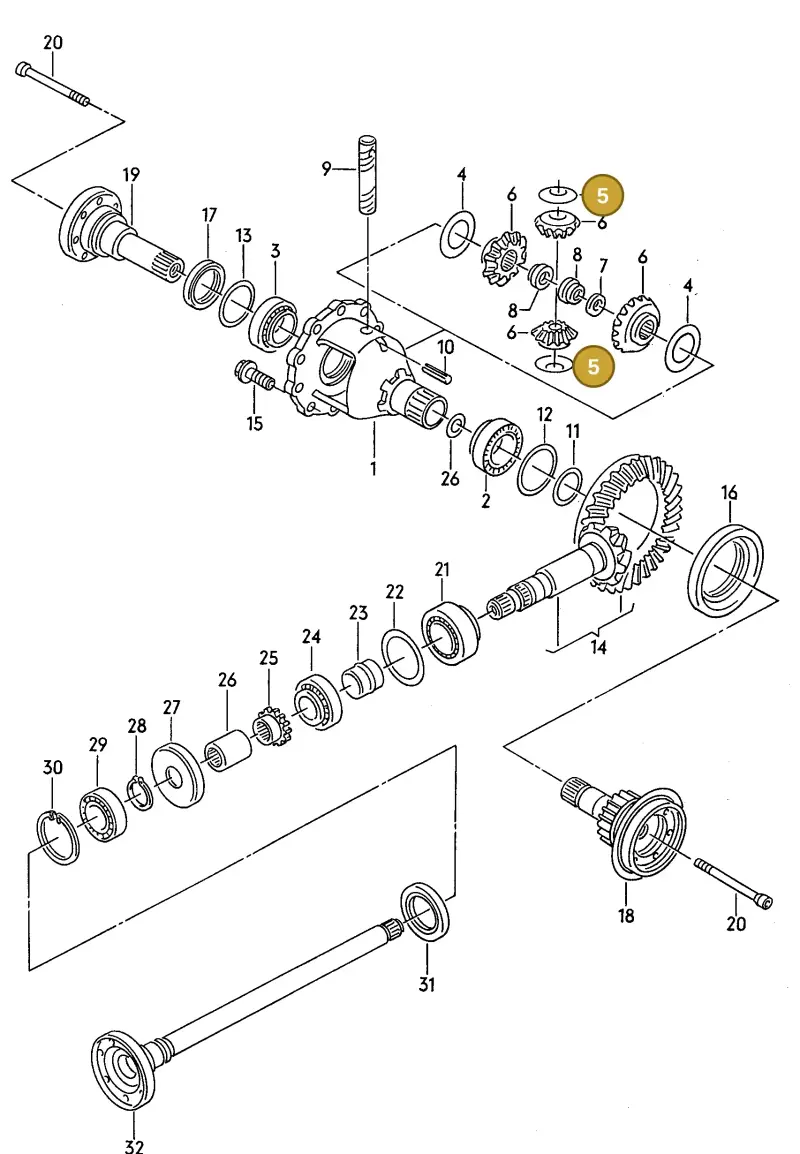 091517189 — Audi 80 Av.Rs2 qu. (1994-1995) diagram 123525350, position 5