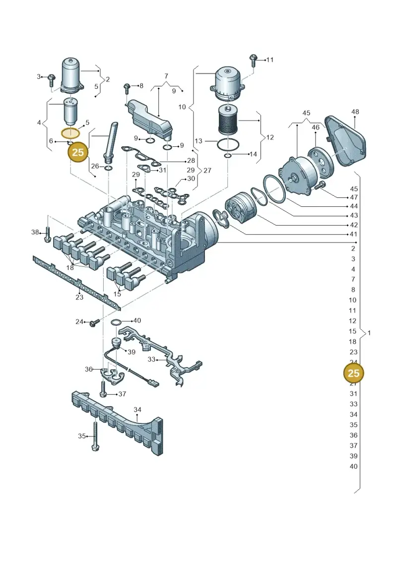 0CK325083 — Audi A5 Limo 2.0 (2024-) diagram 849325100, position 25