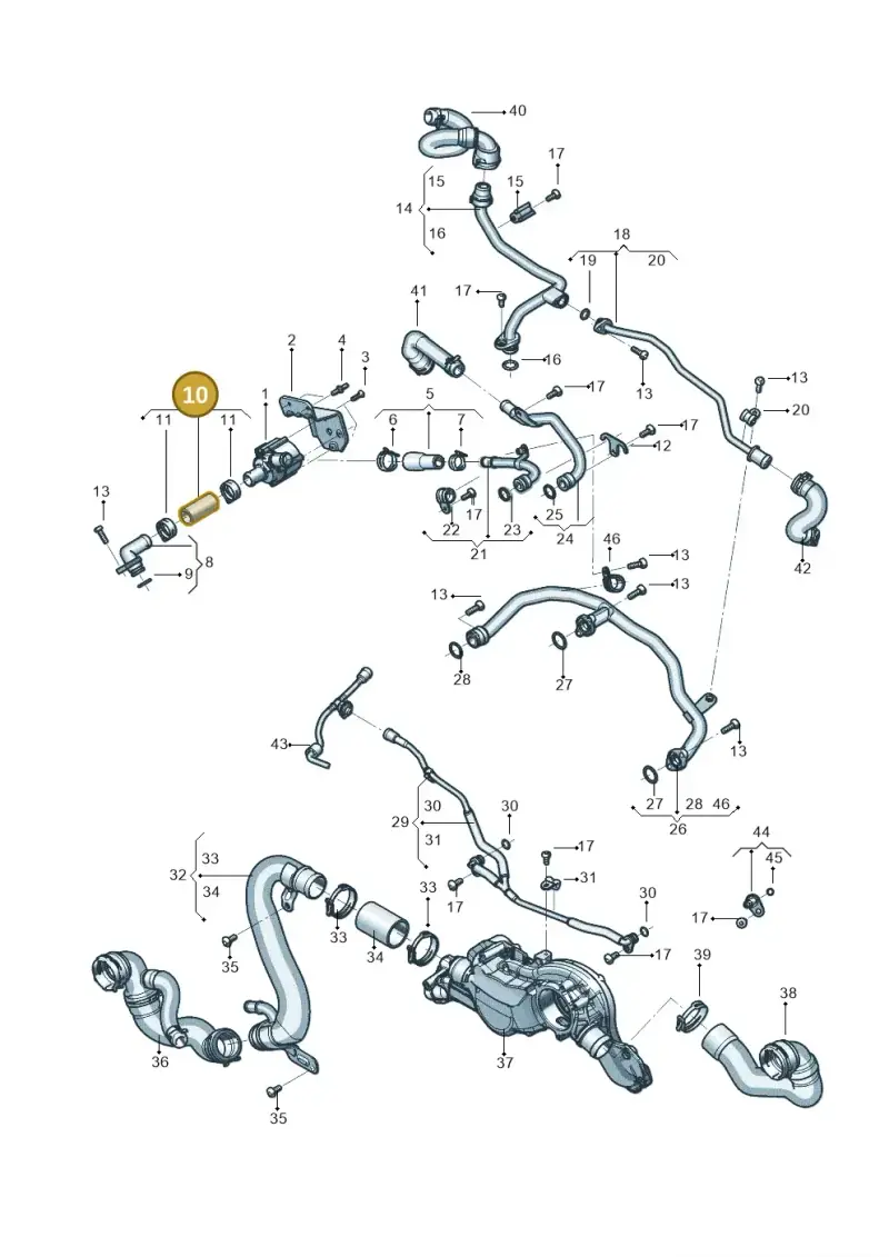 0P2121052 — Audi Q8 Quattro 3,0 (2018-) diagram 819121014, position 10