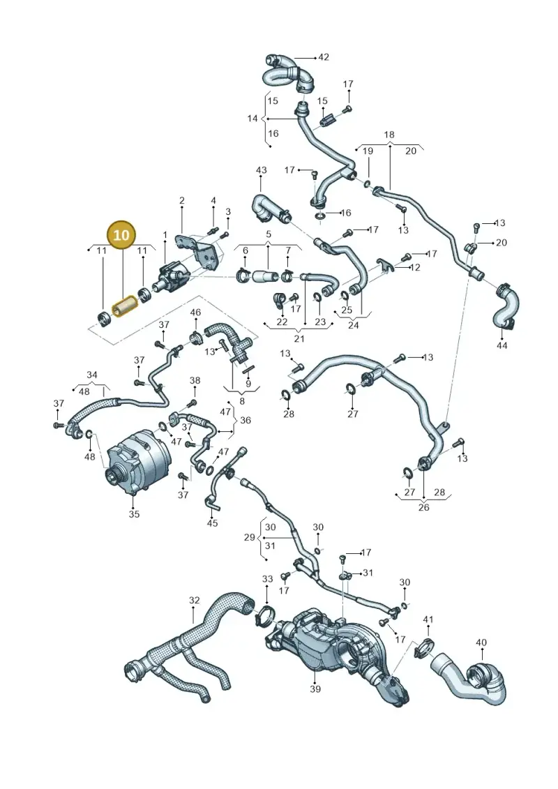 0P2121052 — Audi A8L (2017-2022) diagram 838121032, position 10