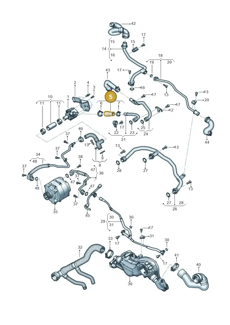 0P2121054A — Audi A8L (2017-2022) diagram 838121032, position 5