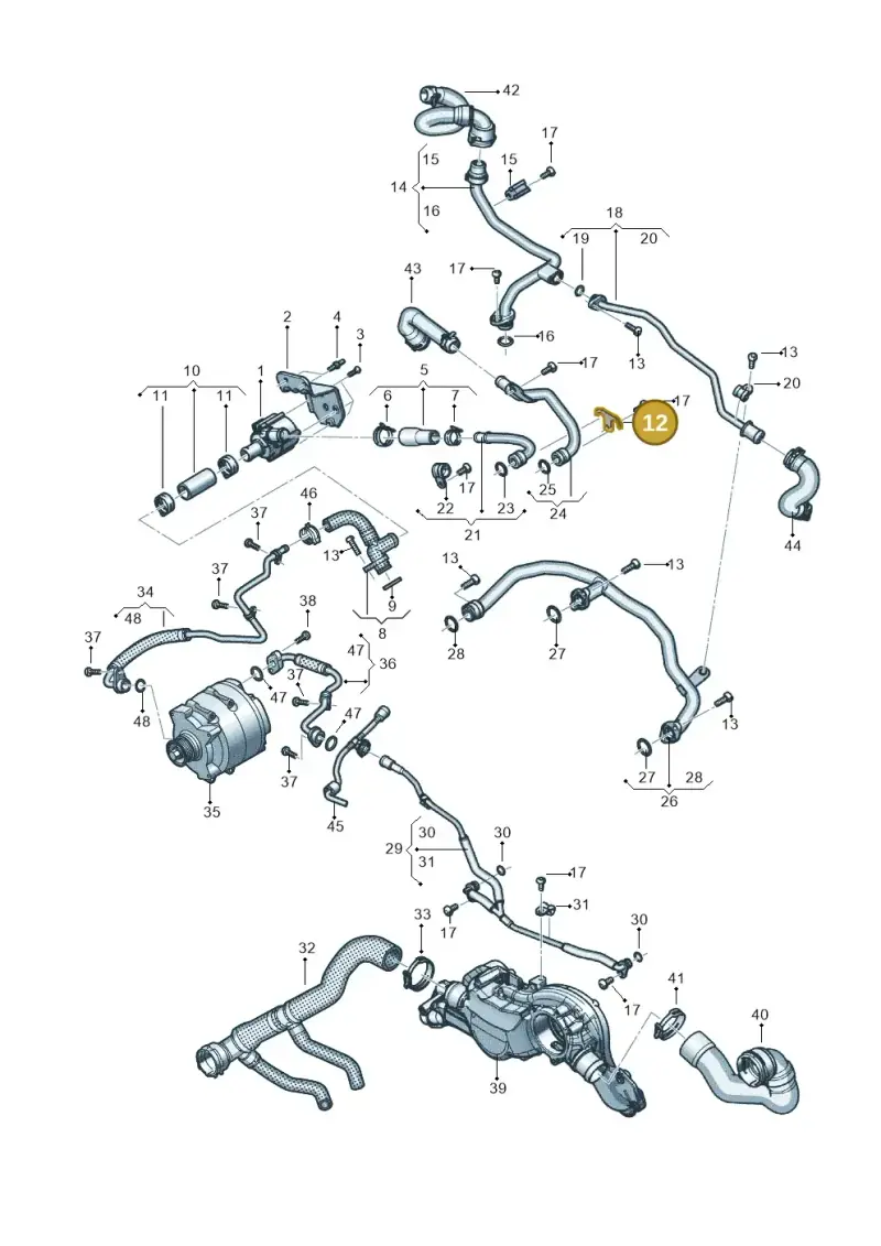 0P2121077 — Audi A8L (2017-2022) diagram 838121032, position 12