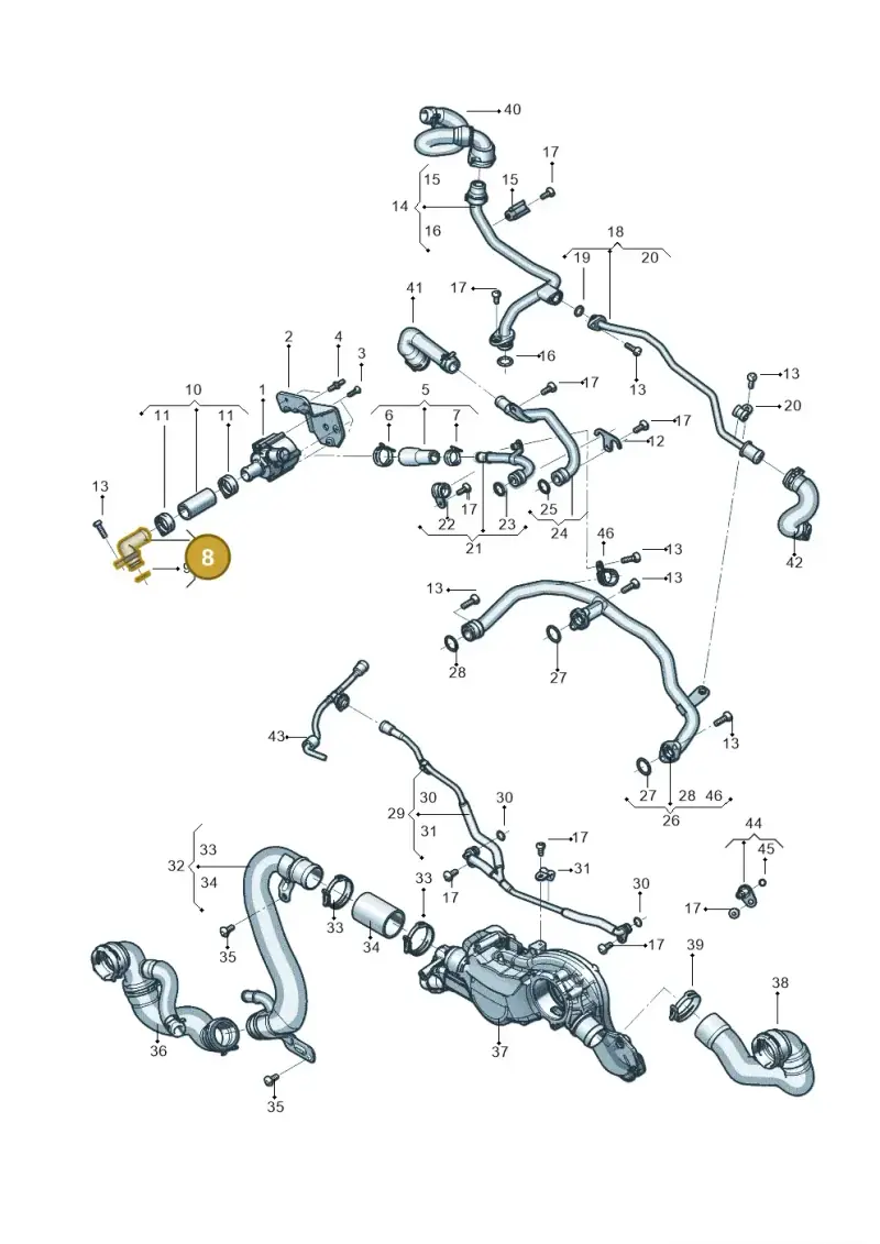 0P2121089 — Audi Q8 Quattro 3,0 (2018-) diagram 819121014, position 8