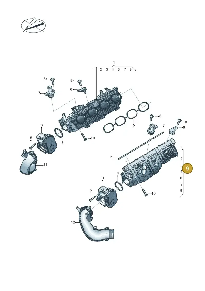 0P2129711N — Audi A8L (2017-2022) diagram 624133030, position 9