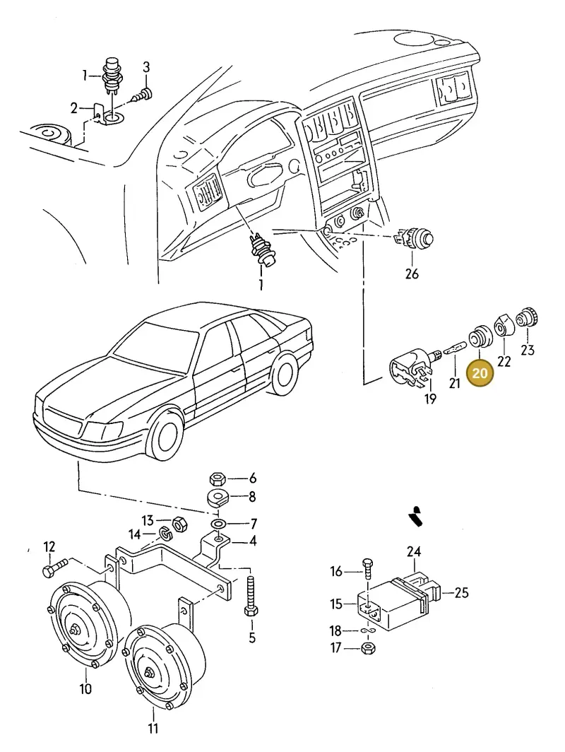 111941515D — Audi 90 qu.            95 (1994-1995) diagram 114951300, position 20