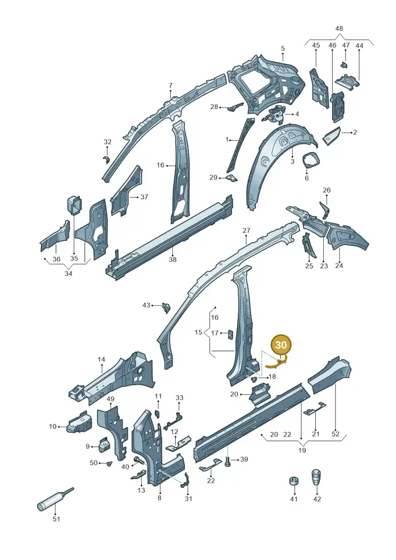 11A864016A — Audi Q4 Sportback (2022-) diagram 89a809000, position 30