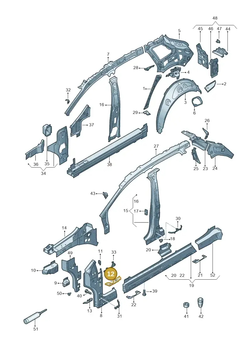 11A864624A — Audi Q4 Sportback (2022-) diagram 89a809000, position 12