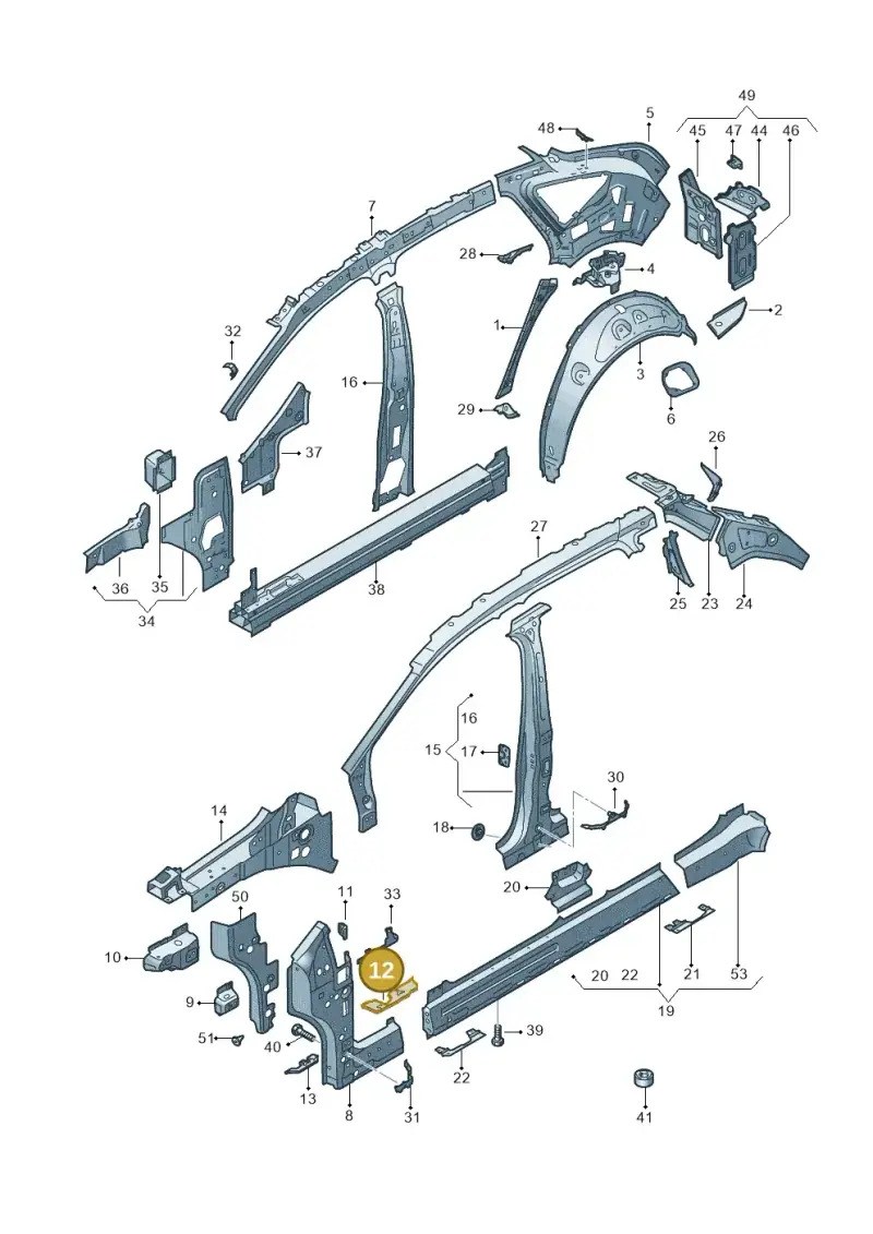 11A864624A — Audi Q4 Sportback (2021-2022) diagram 89a809010, position 12
