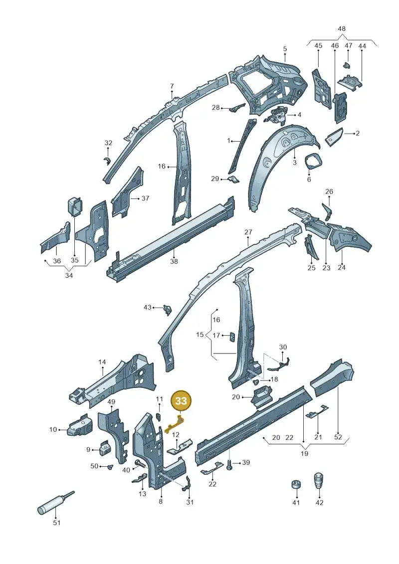 11A864627A — Audi Q4 Sportback (2022-) diagram 89a809000, position 33
