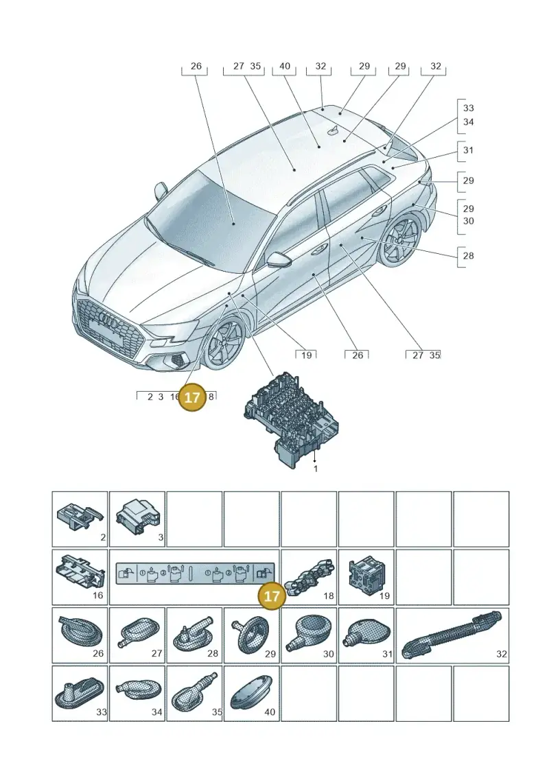 12E010867Q — Audi A3 Sportback (2019-2021) diagram 596971810, position 17