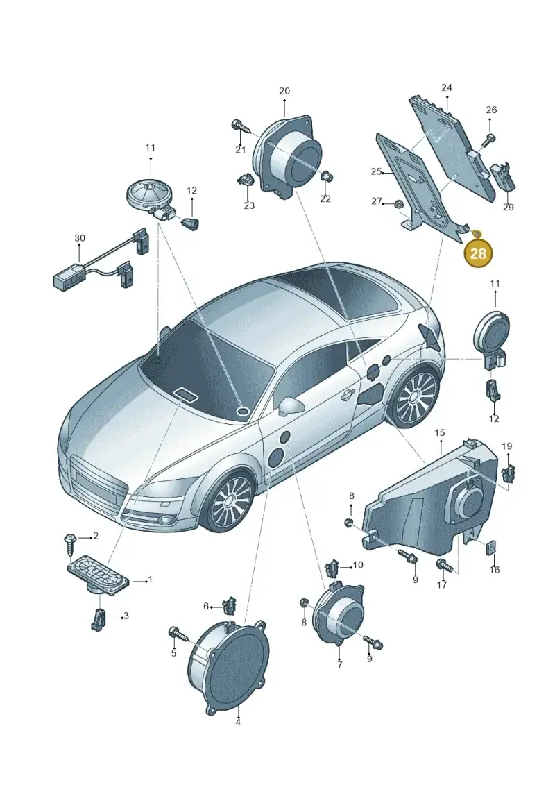 171035343A — Audi TTS Coupe 2.0 (2010-2014) diagram 609035350, position 28