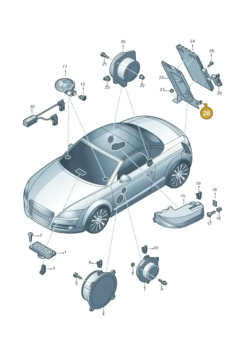 171035343A — Audi TTS Coupe 2.0 (2010-2014) diagram 609035360, position 28