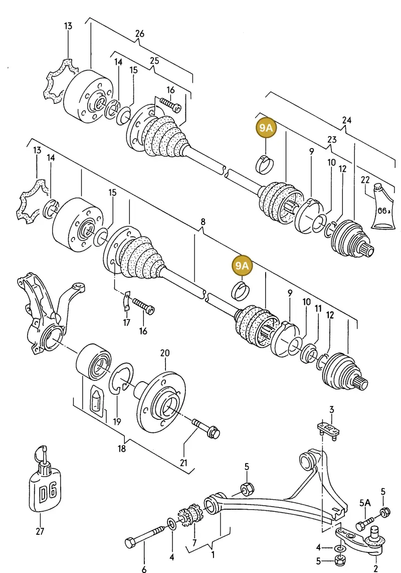 171407293B — Audi Coupe quattro/3   96 (1995-1995) diagram 141501100, position 9A