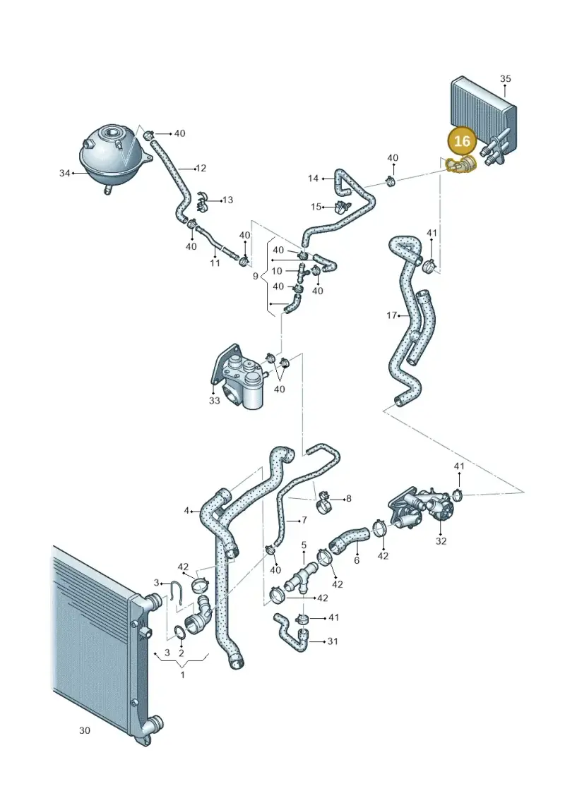 1C0122291A — Audi A3/S3/Sportb./qu. 08 (2007-) diagram 412121350, position 16