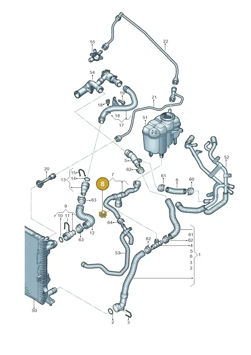 1C0422705A — Audi A5 Sportback (2016-2020) diagram 849121290, position 8