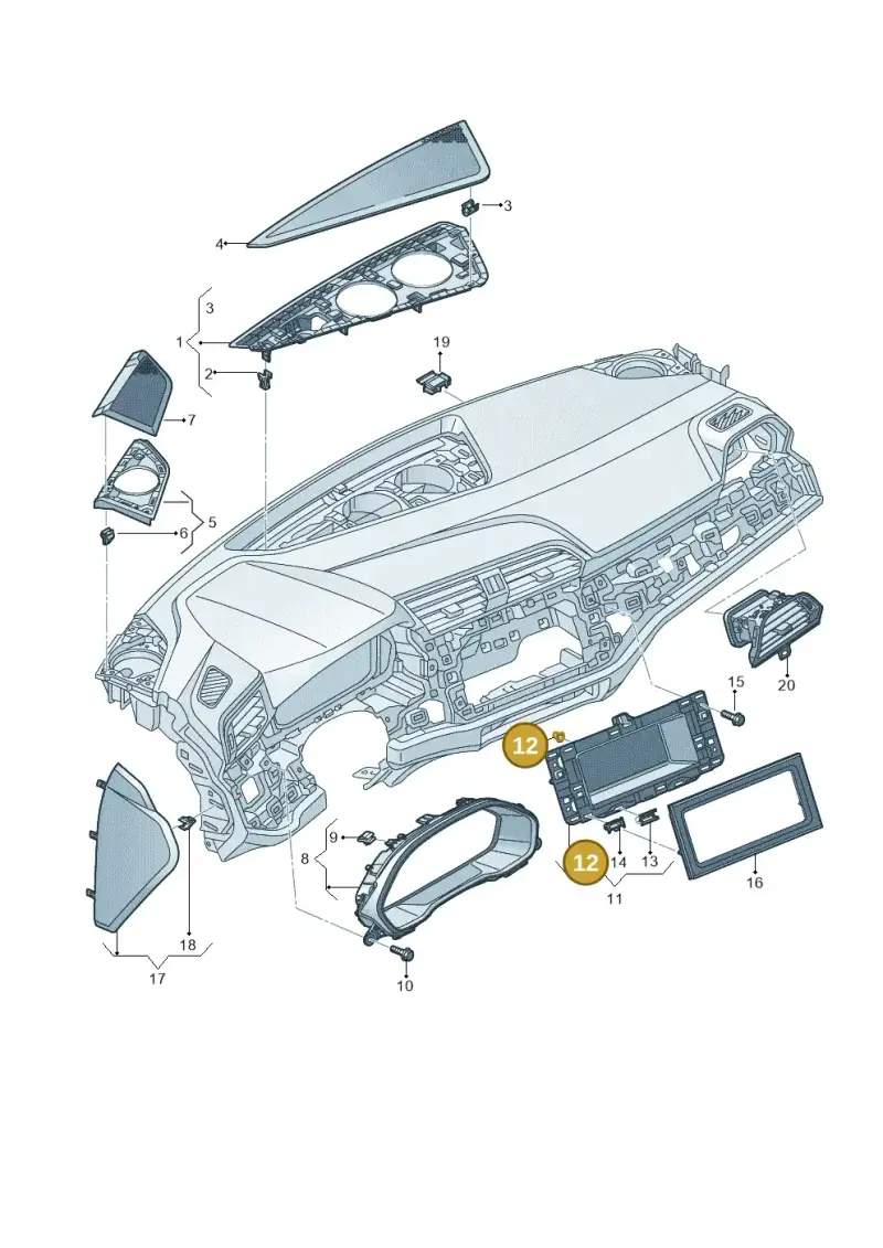 1C0858945 — Audi RSQ3 Sportback (2019-2024) diagram 597857150, position 12