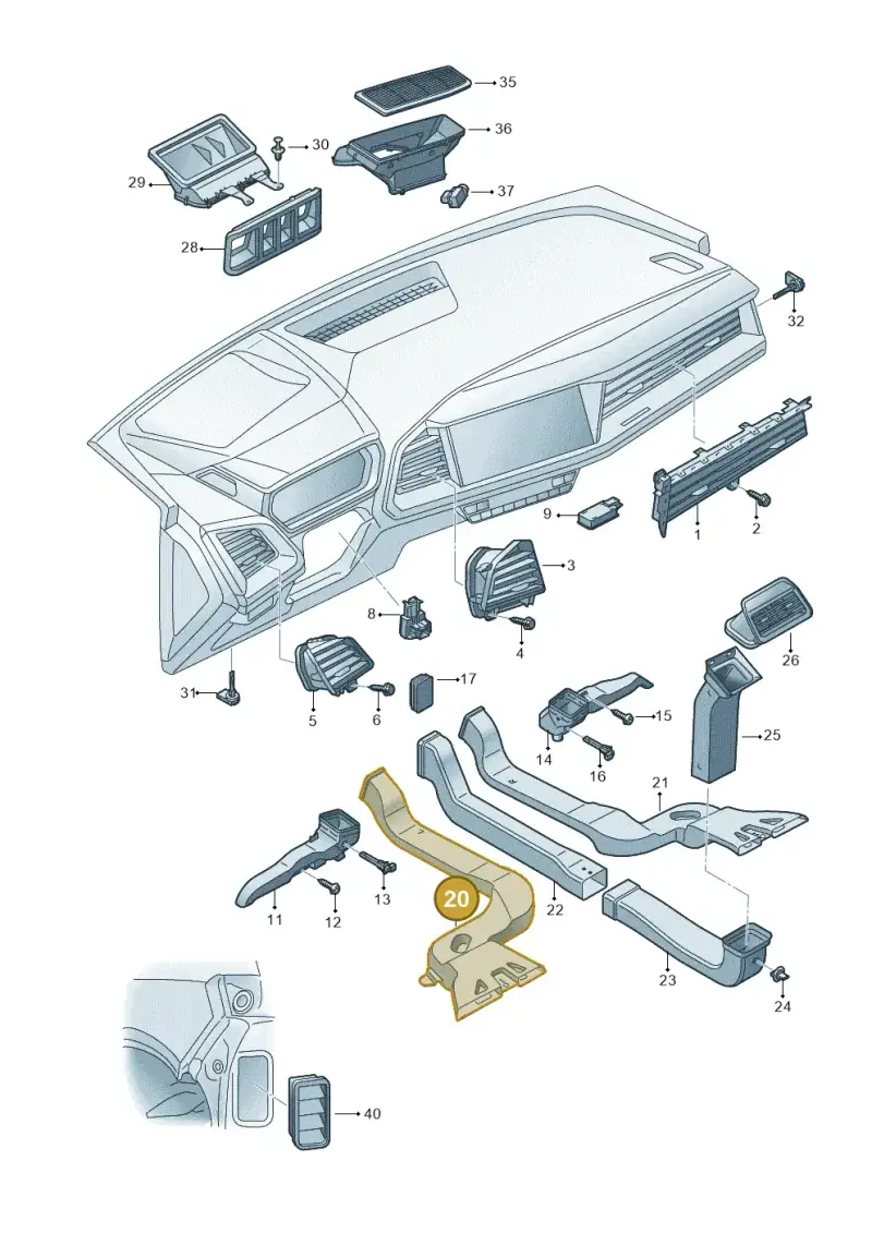 1EA819801 — Audi Q4 Sportback (2021-2022) diagram 89a819100, position 20