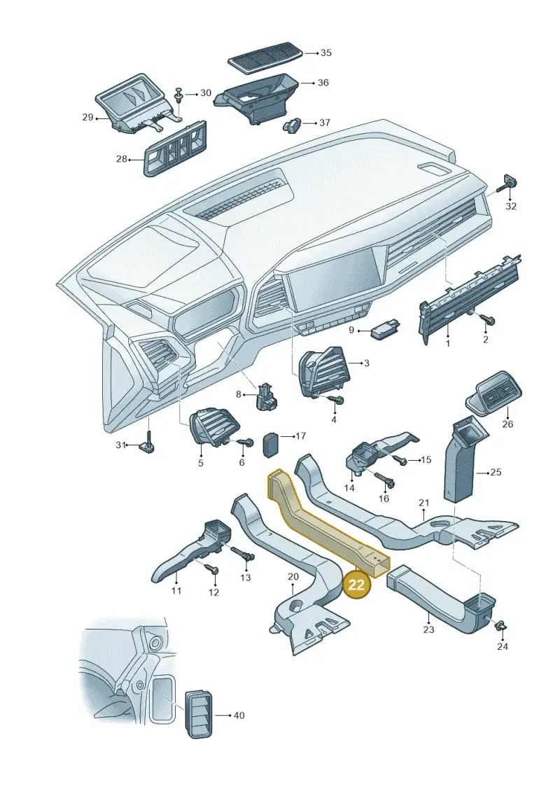 1EA864253 — Audi Q4 Sportback (2021-2022) diagram 89a819100, position 22