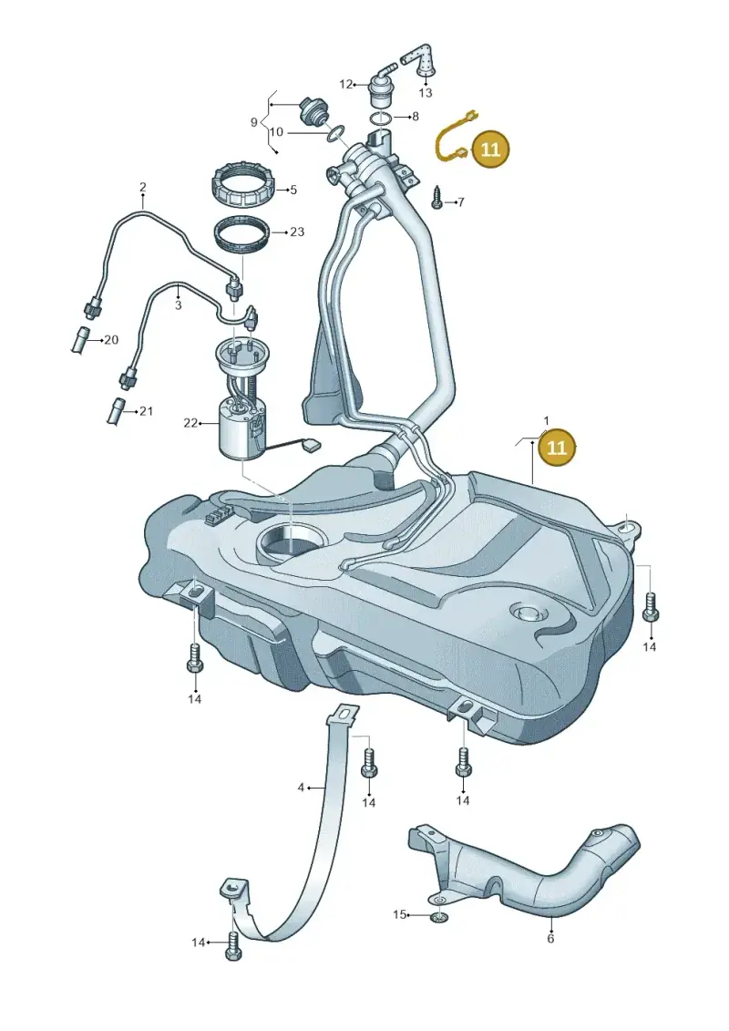 1H0201142D — Audi A1 Sportback (2014-2018) diagram 747201650, position 11