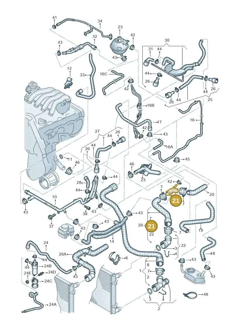 1J0121087C — Audi TT Coupe/Roadster (2002-2006) diagram 266121350, position 21
