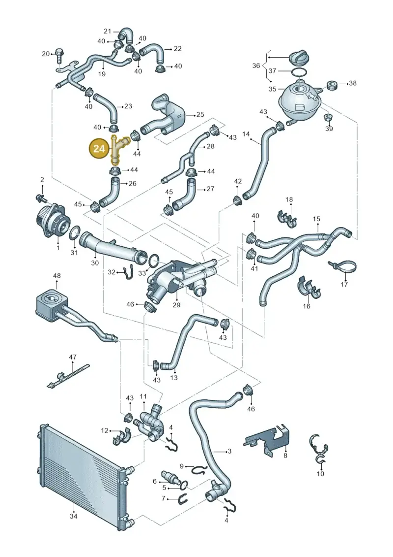 1J0121087D — Audi A2 (2000-2005) diagram 248121400, position 24