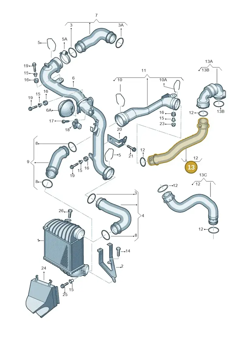1J0145828AD — Audi A3/S3/QUATTRO (2000-2003) diagram 209145850, position 13