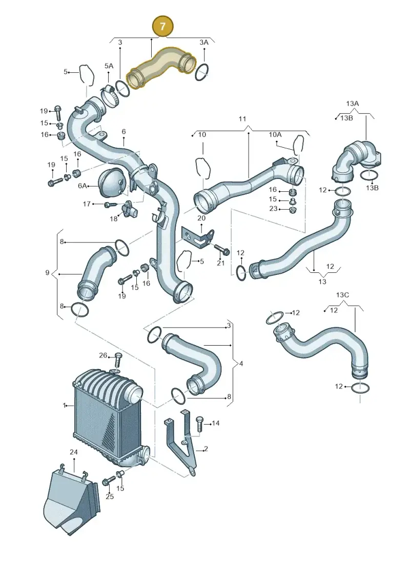 1J0145838T — Audi A3/S3/QUATTRO (2000-2003) diagram 209145850, position 7