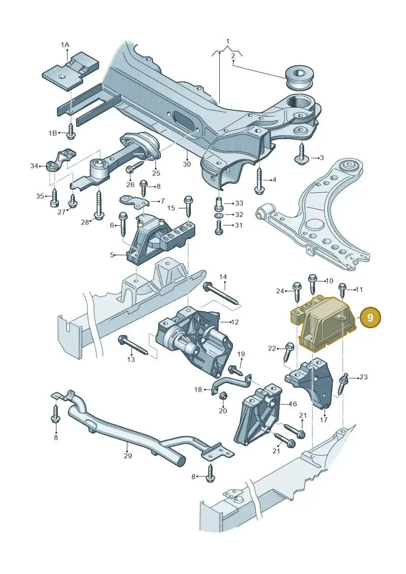 1J0199555AP — Audi A3/S3/QUATTRO (2000-2003) diagram 194199200, position 9