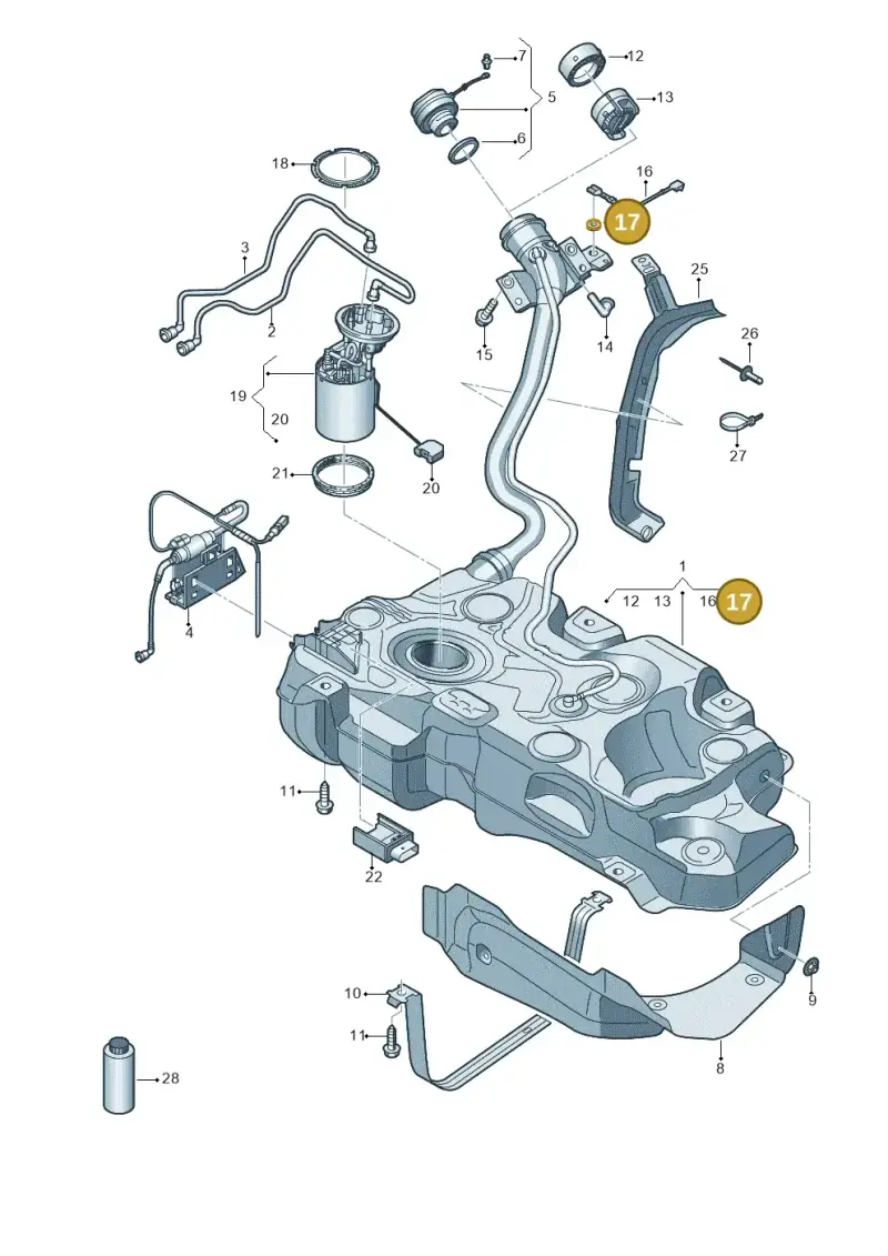 1J0201048C — Audi A3 Sportback (2016-2020) diagram 890201050, position 17