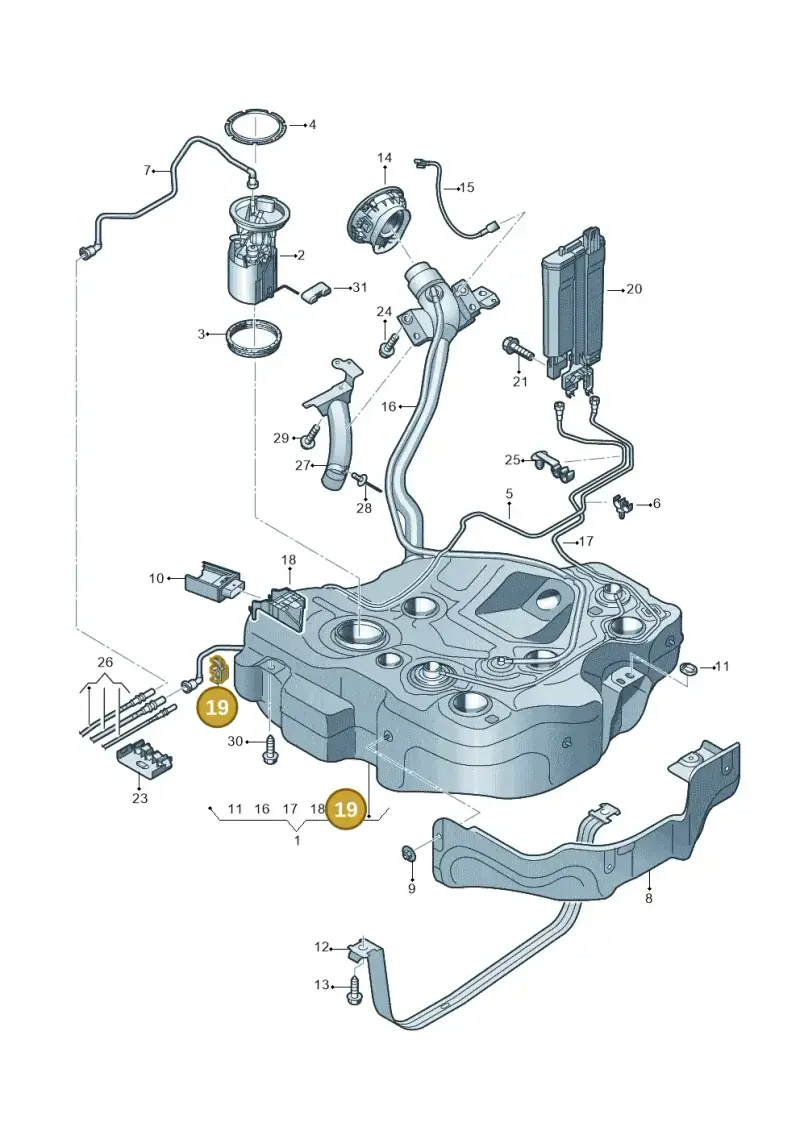 1J0201270A — Audi TTS Coupe 2.0 (2014-2023) diagram 850201100, position 19