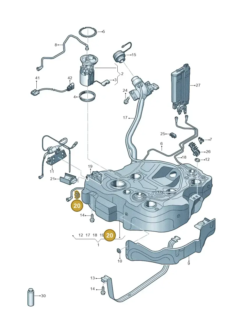 1J0201270A — Audi A3 Sportback (2016-2020) diagram 890201100, position 20