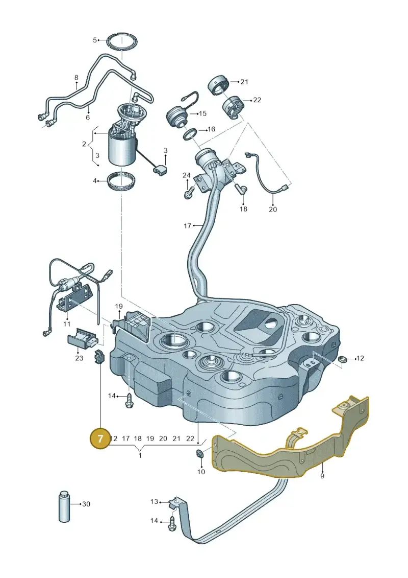 1J0201270A — Audi A3 Sportback (2016-2020) diagram 890201150, position 7