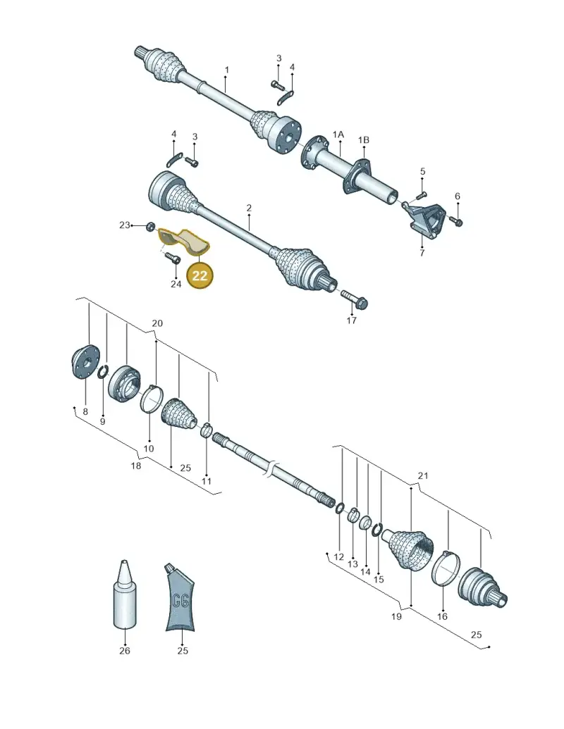 1J0407721B — Audi A3 Sportback (2008-2013) diagram 409407250, position 22