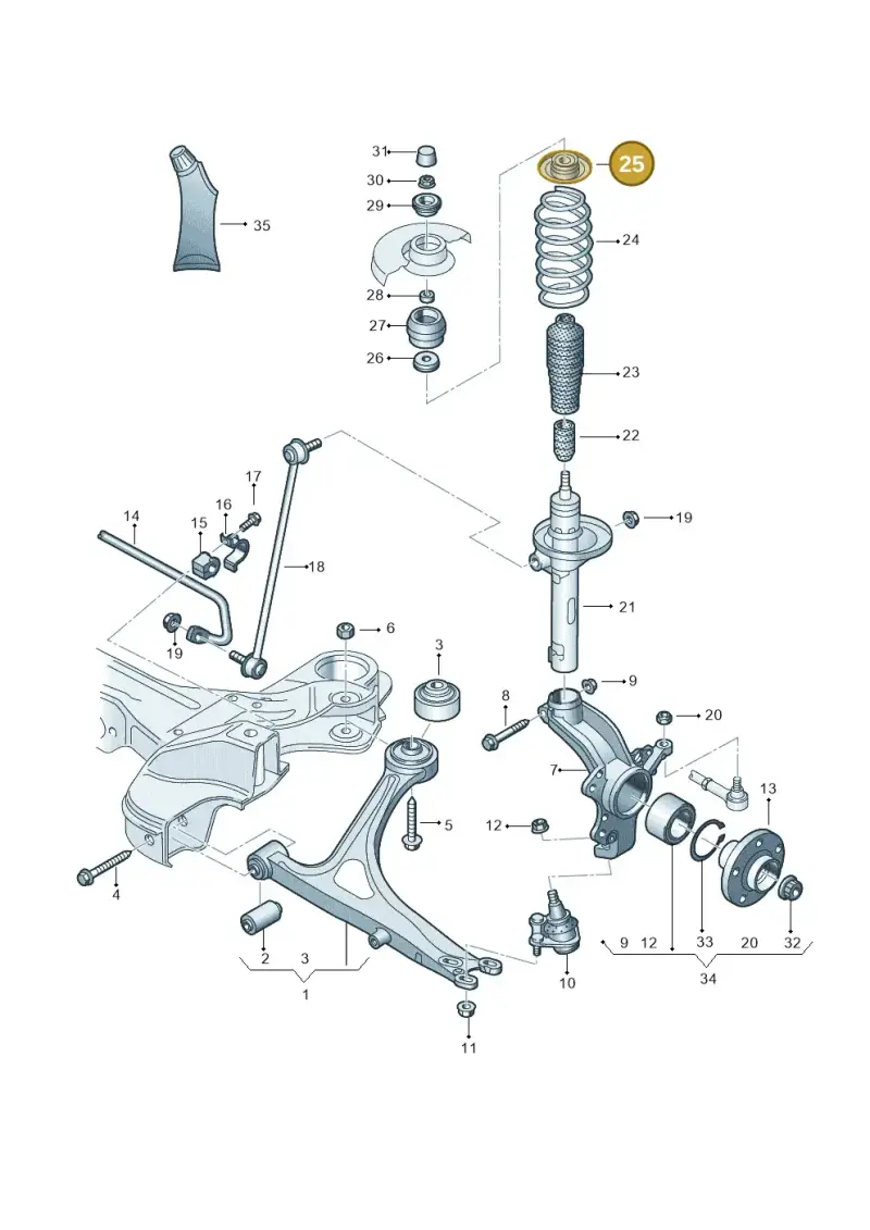 1J0412341 — Audi TT Coupe/Roadster (2002-2006) diagram 229407110, position 25