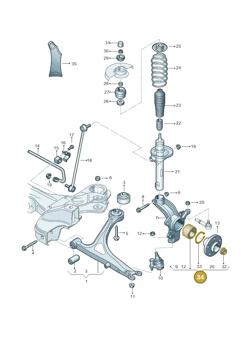 1J0498625A — Audi TT Coupe/Roadster (2002-2006) diagram 229407110, position 34