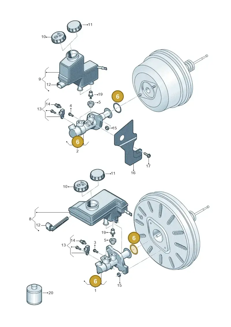 1J0611243A — Audi A3 Limousine 2.0 (2015-2016) diagram 745611100, position 6