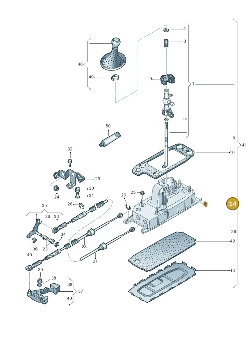 1J0711047 — Audi A1 Sportback (2014-2018) diagram 708711400, position 14