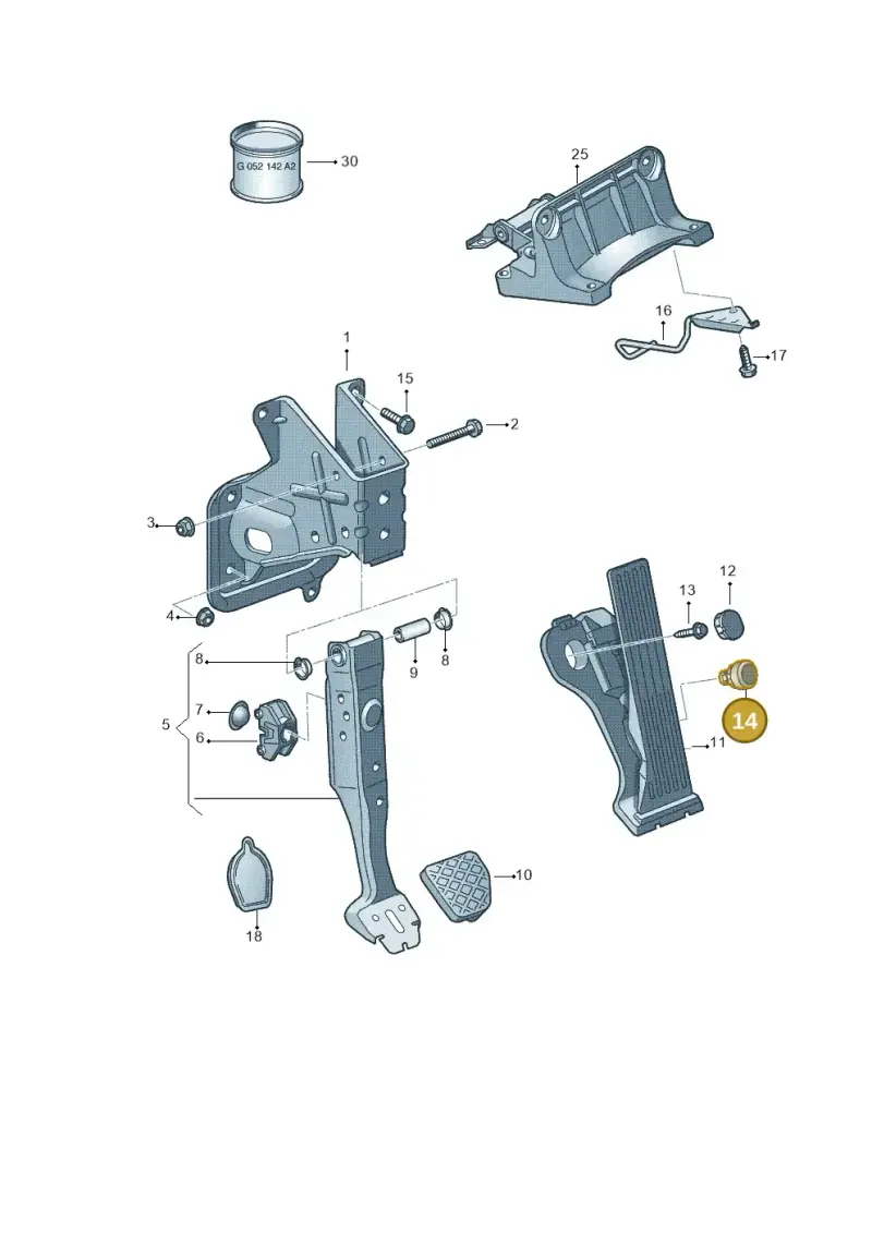 1J0723549B — Audi RS3 Sportback (2011-2012) diagram 707721600, position 14