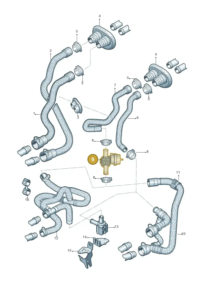1J0819809 — Audi A4 Av. Allroad (2008-2016) diagram 620819460, position 9