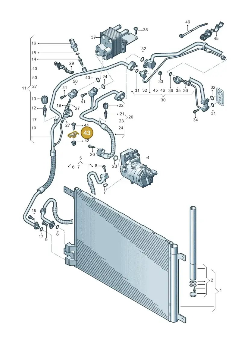 1J0820774 — Audi A3 Sportback (2019-2021) diagram 596260700, position 43
