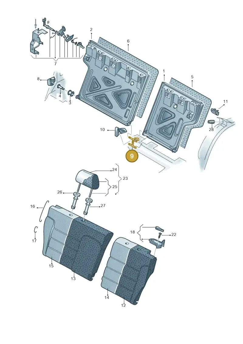 1J0886187E — Audi A3/S3/QUATTRO (2000-2003) diagram 201885700, position 9