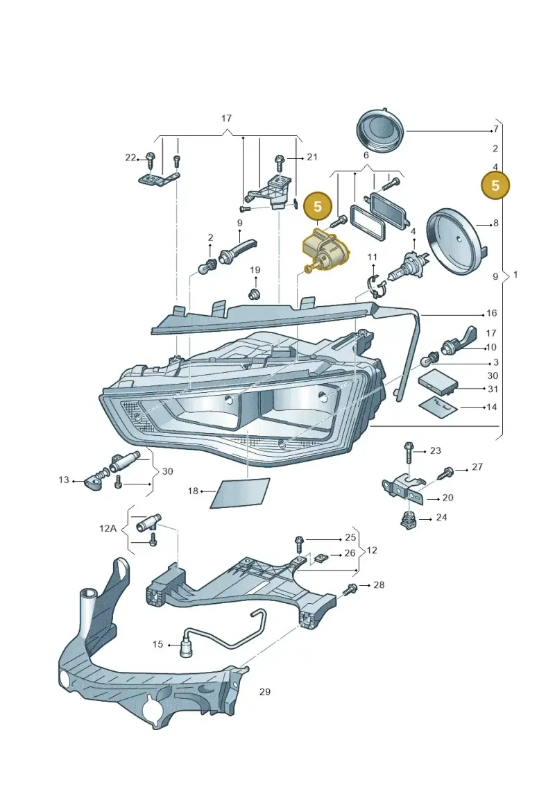 1J0941295A — Audi A5 Sportback (2011-2017) diagram 724941000, position 5